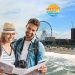 Year-round Myrtle Beach activities including beach boardwalk, holiday light displays, country music festival, motorcycle rally, and fall festivals representing the ultimate Myrtle Beach bucket list